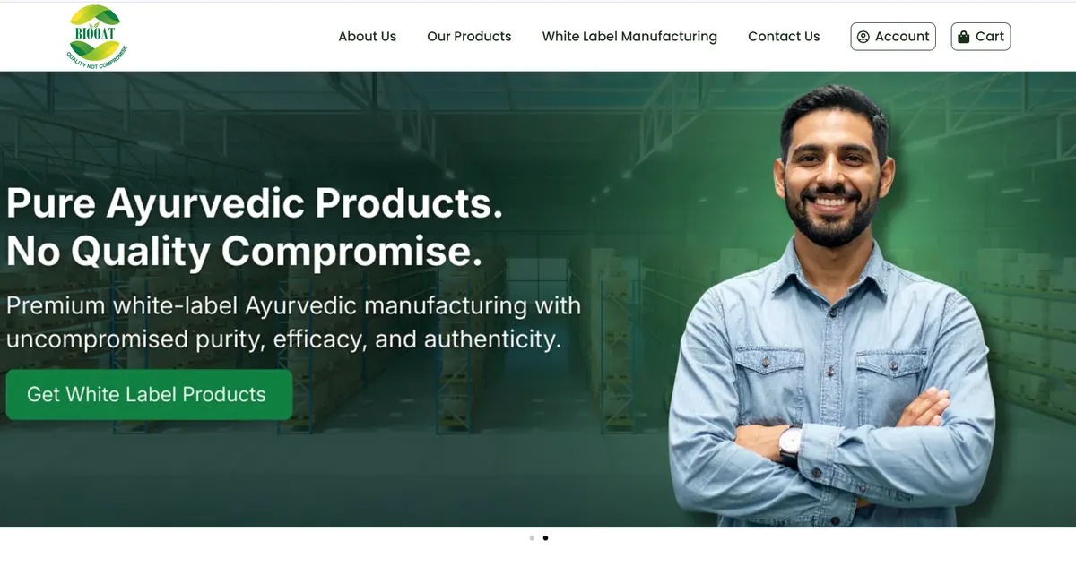 Biooat website homepage