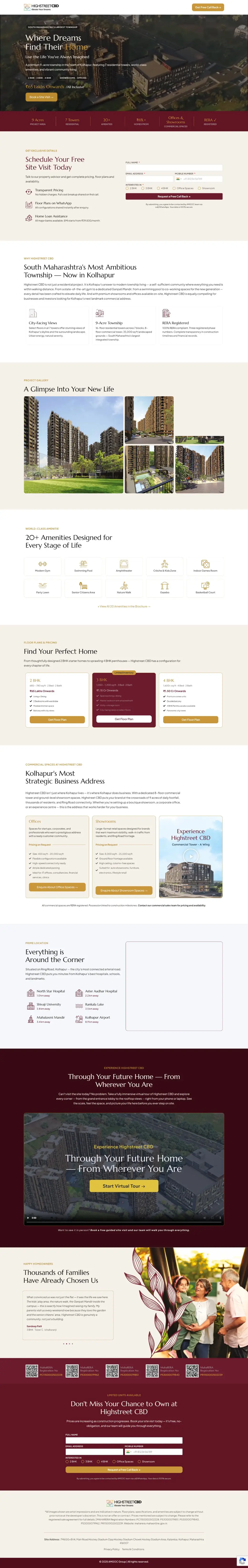 Highstreet CBD project website for AMGOC, full page