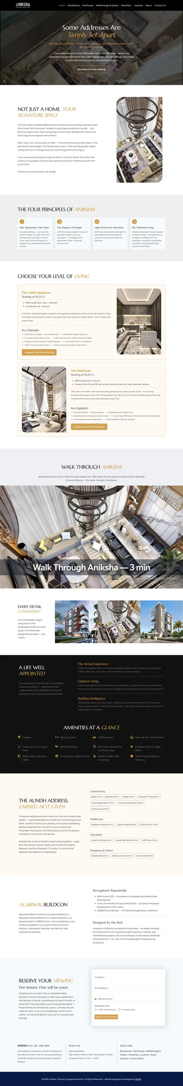 Aniksha Aundh website, full page