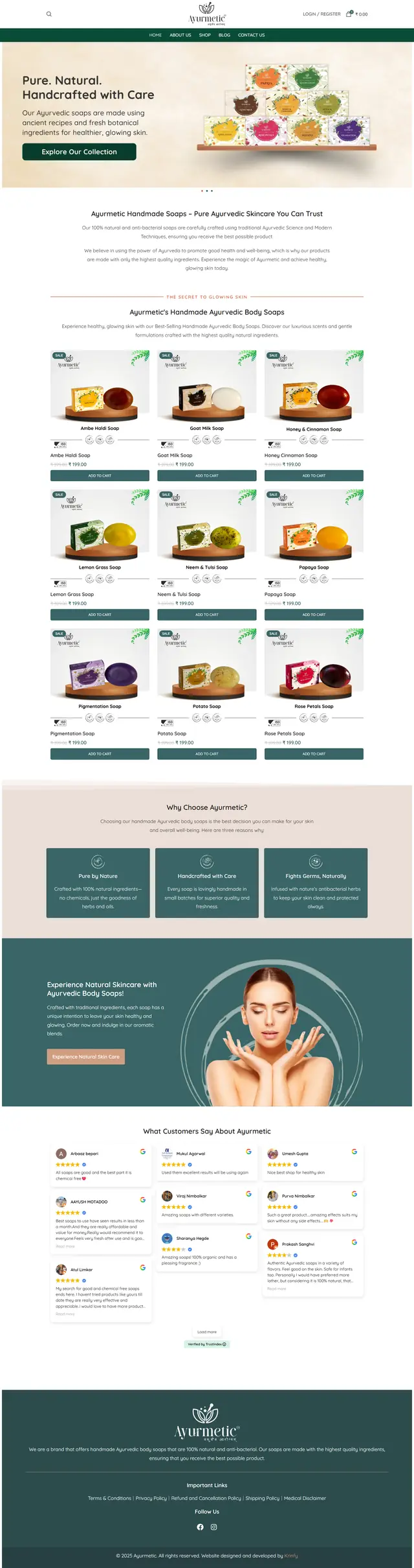 Ayurmetic website, full page