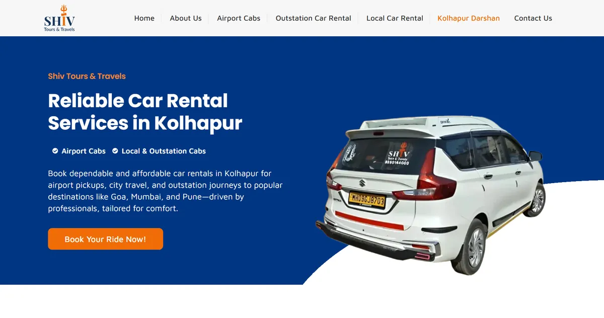 Shiv Tours & Travels website homepage